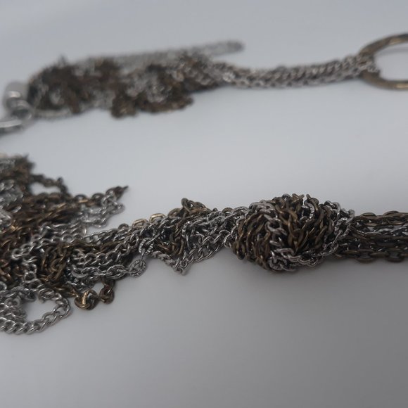 Vintage Silver & Gold Toned Multi-Strand Womens Necklace 19" Long - Picture 3 of 5